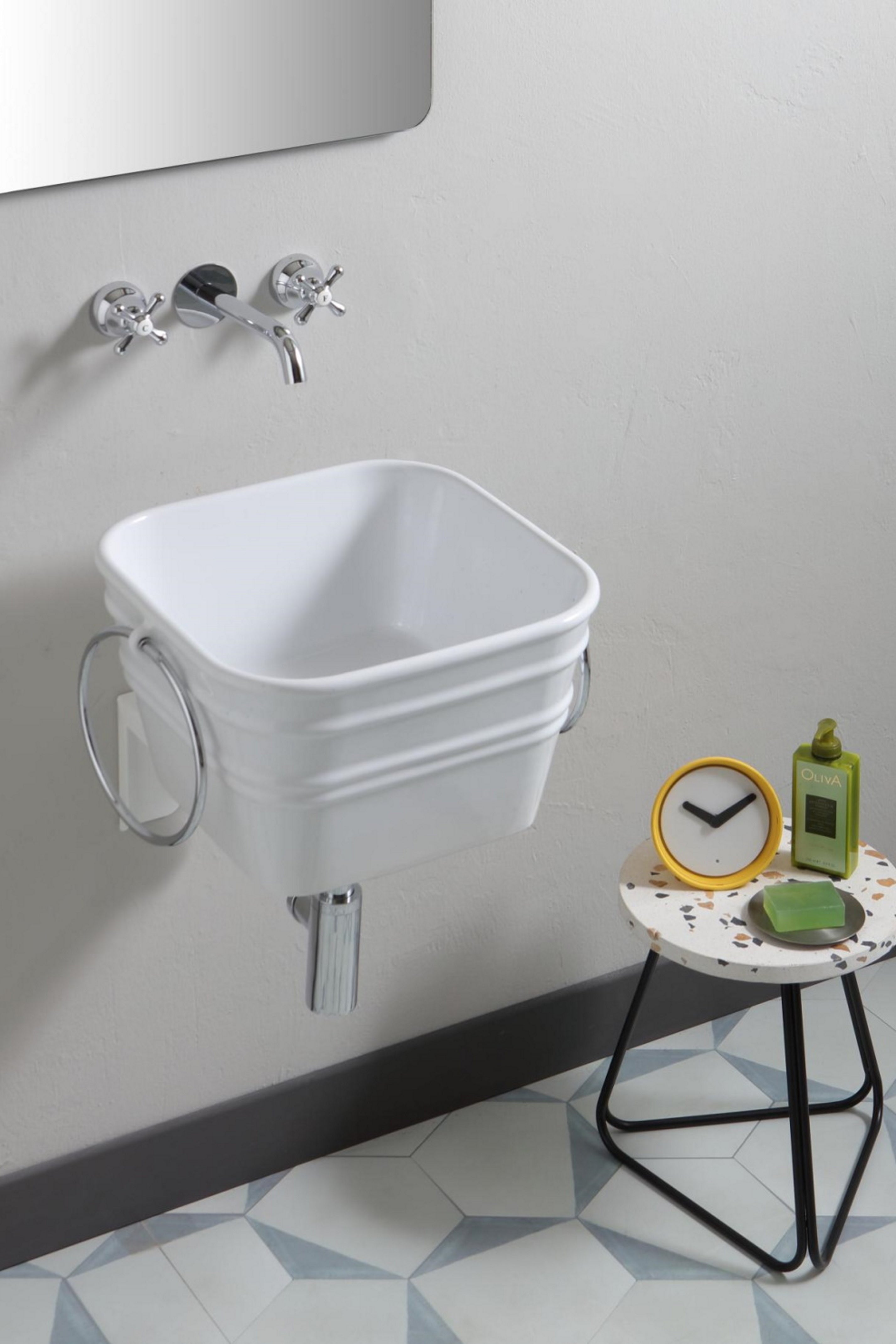 Lavabo Bacile Cubo di Horganica in ceramica quadrata 40x40 cm