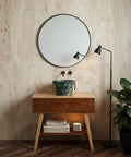 mobile bagno in legno H Compass con lavabo Bacile Midi verde alpi con anelli neri