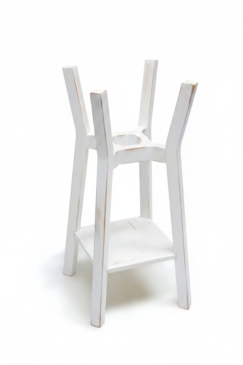 struttura portalavabo in legno Bacile Cubo bianco decapé con ripiano 