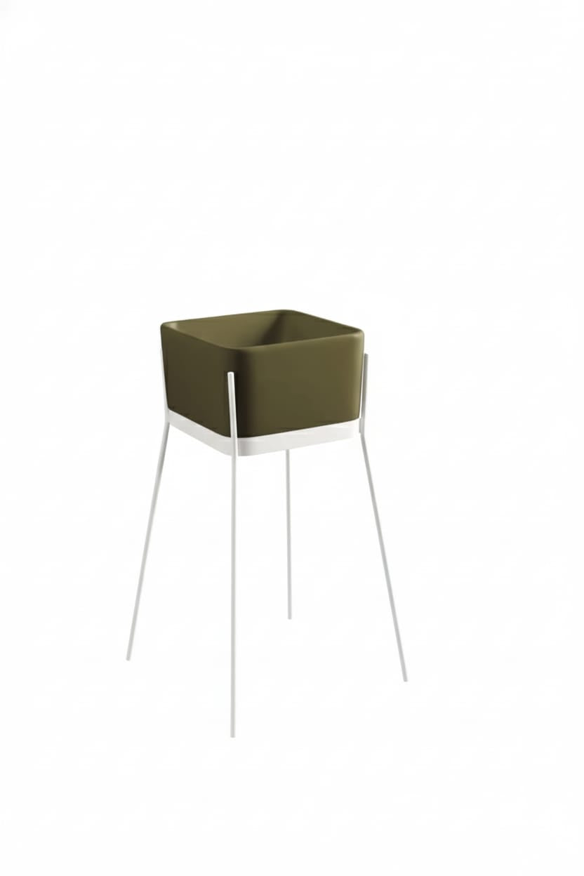 lavabo freestanding Ibrido quadrato argilla su struttura bianca