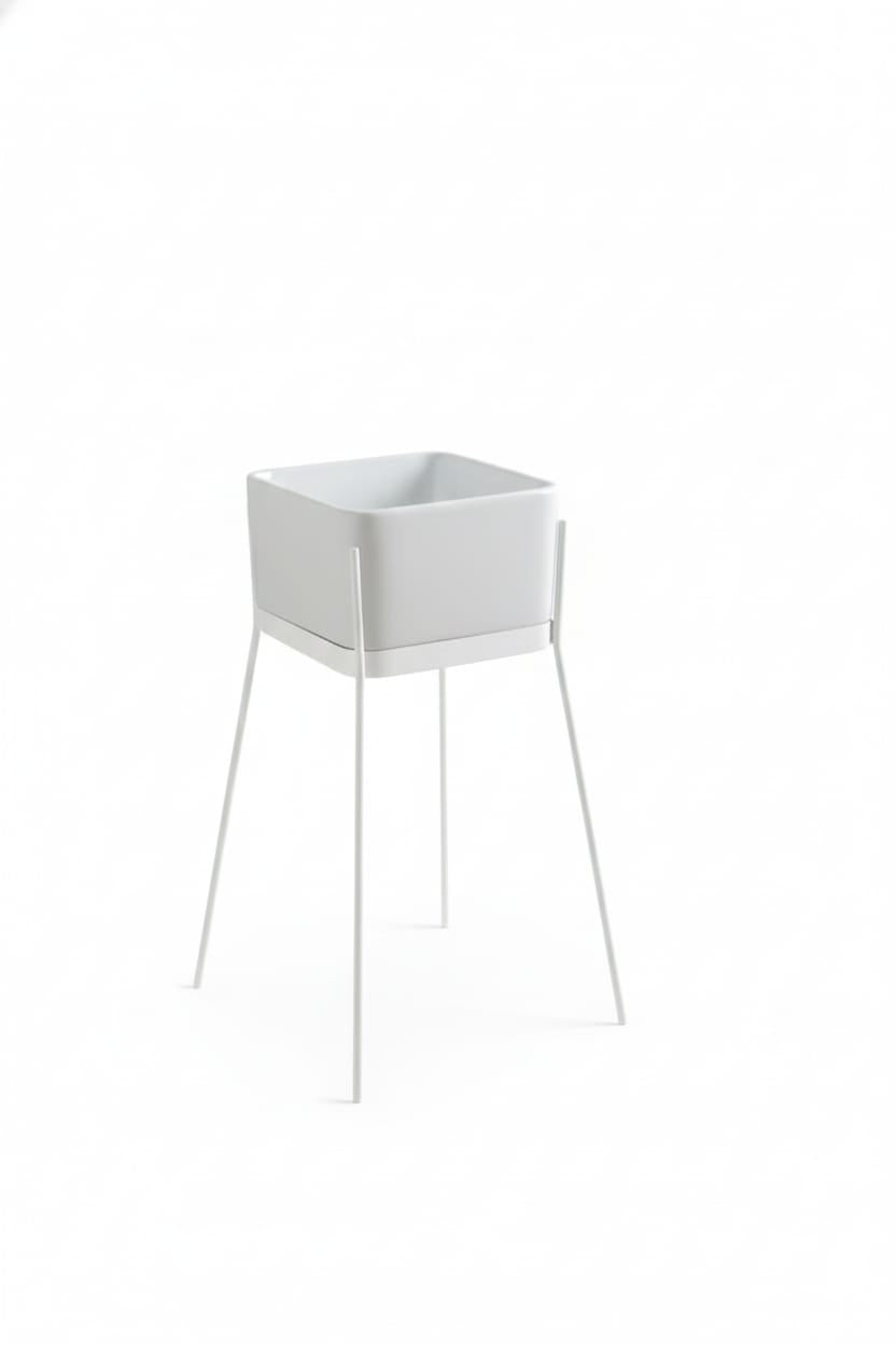 lavabo freestanding Ibrido quadrato bianco su struttura bianca
