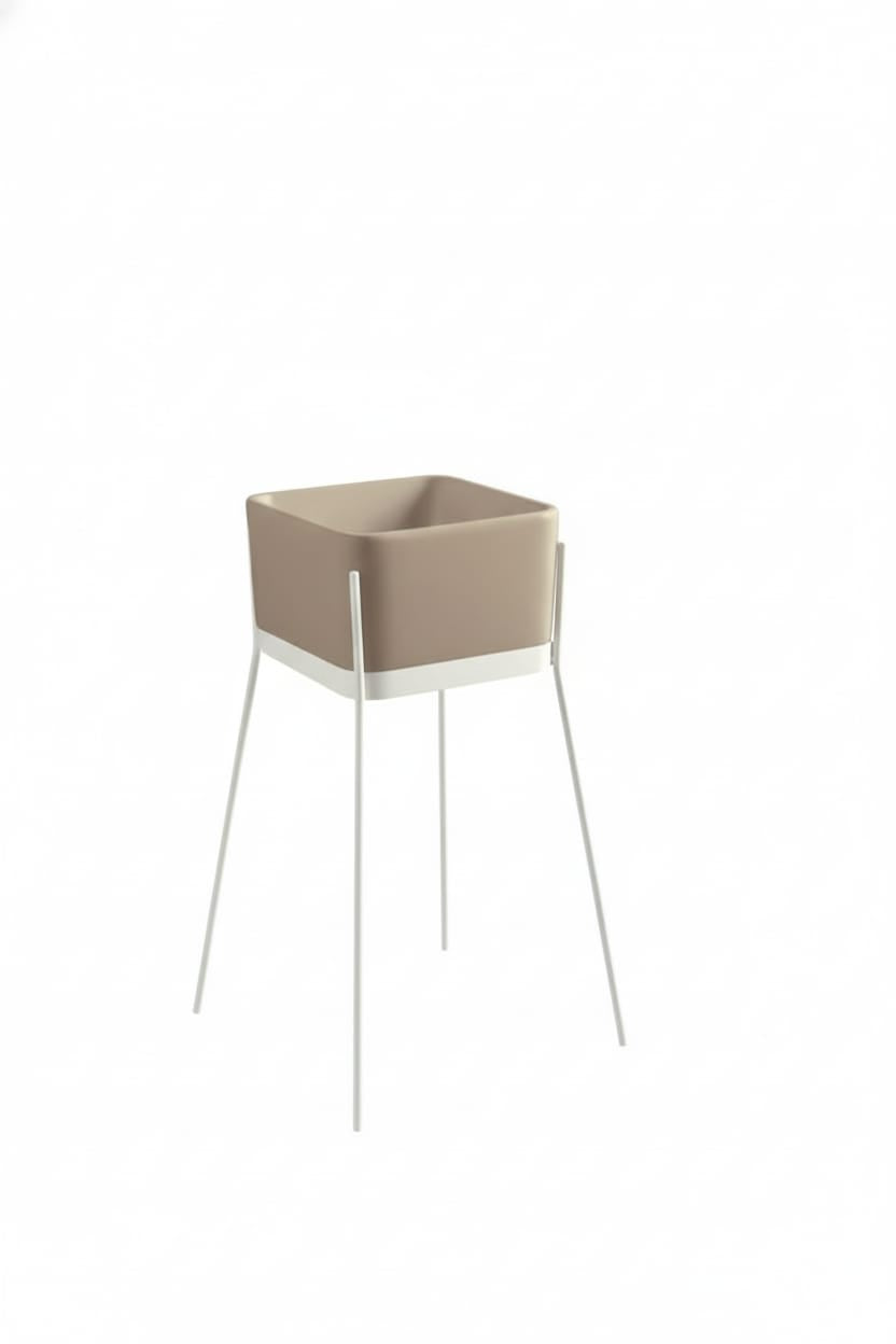 lavabo freestanding Ibrido quadrato caolino su struttura bianca