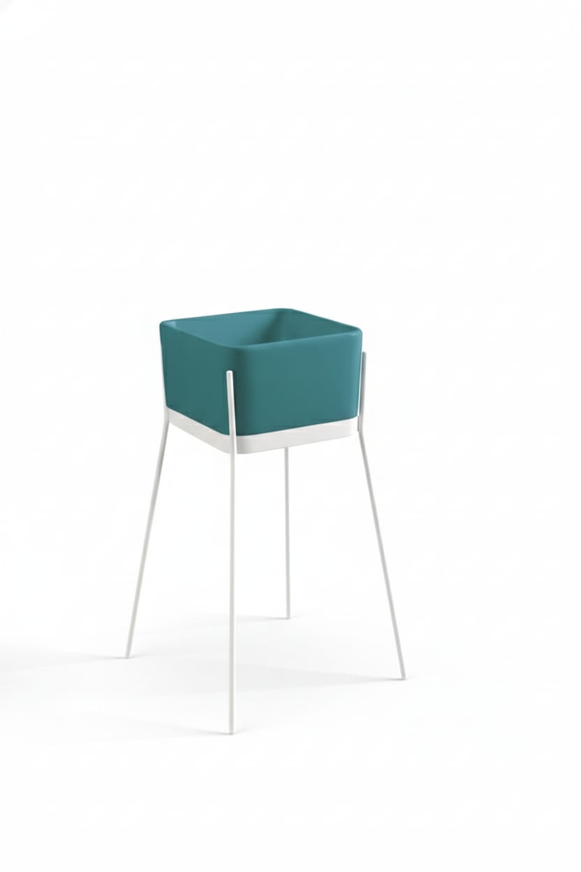 lavabo freestanding Ibrido quadrato ciano su struttura bianca