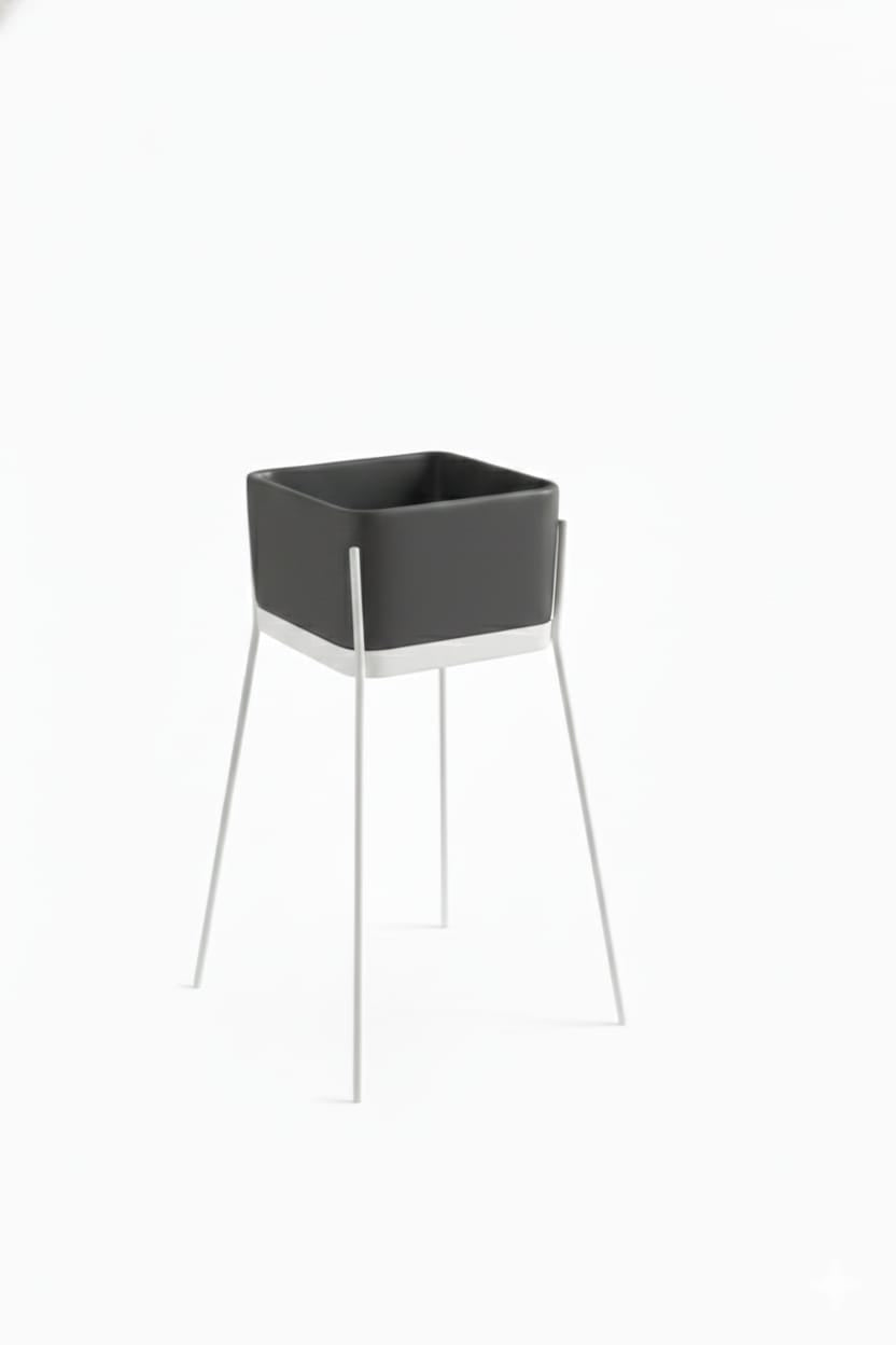 lavabo freestanding Ibrido Grigio con struttura Bianco opaco