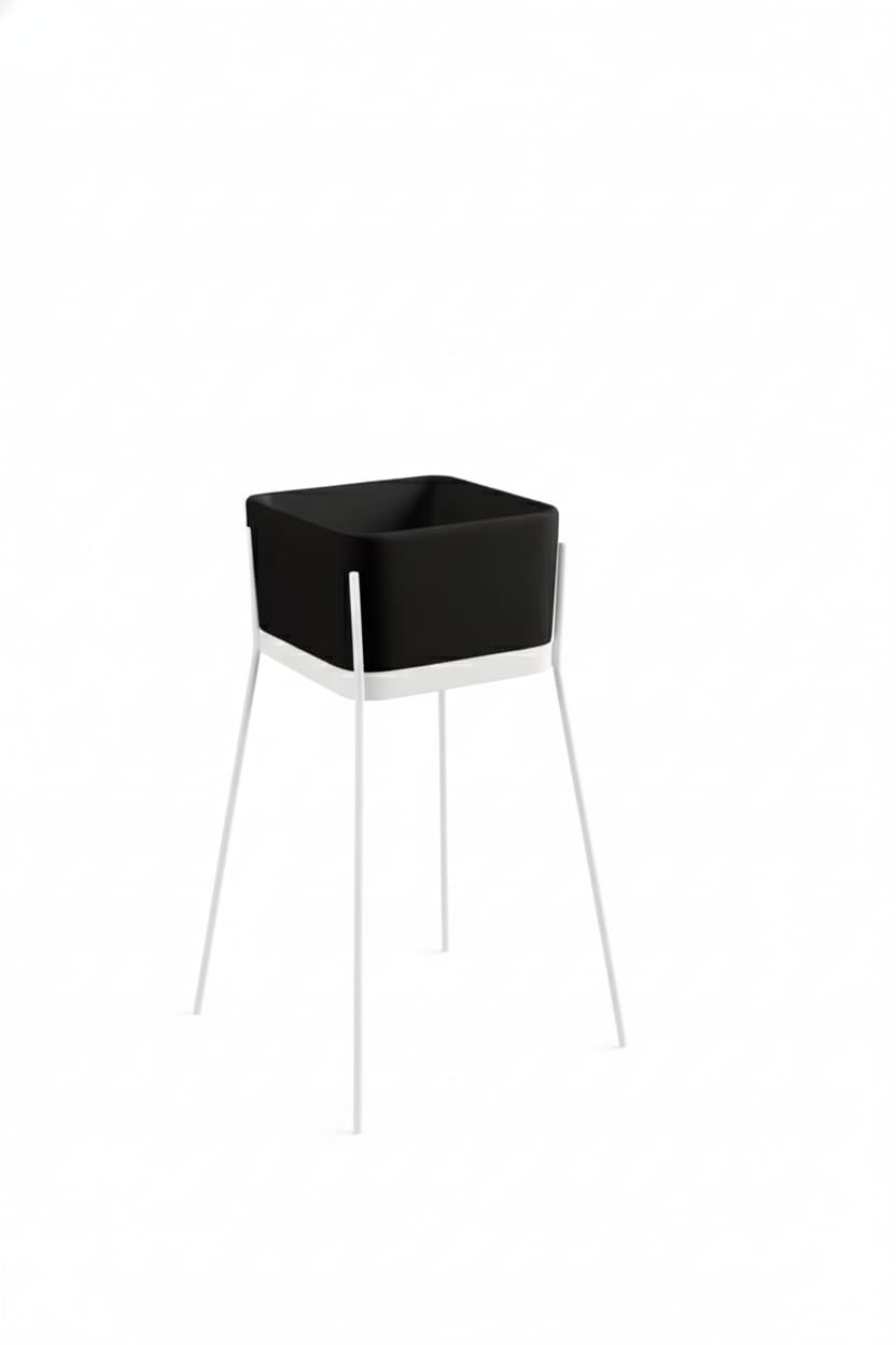 lavabo freestanding Ibrido quadrato nero su struttura bianca
