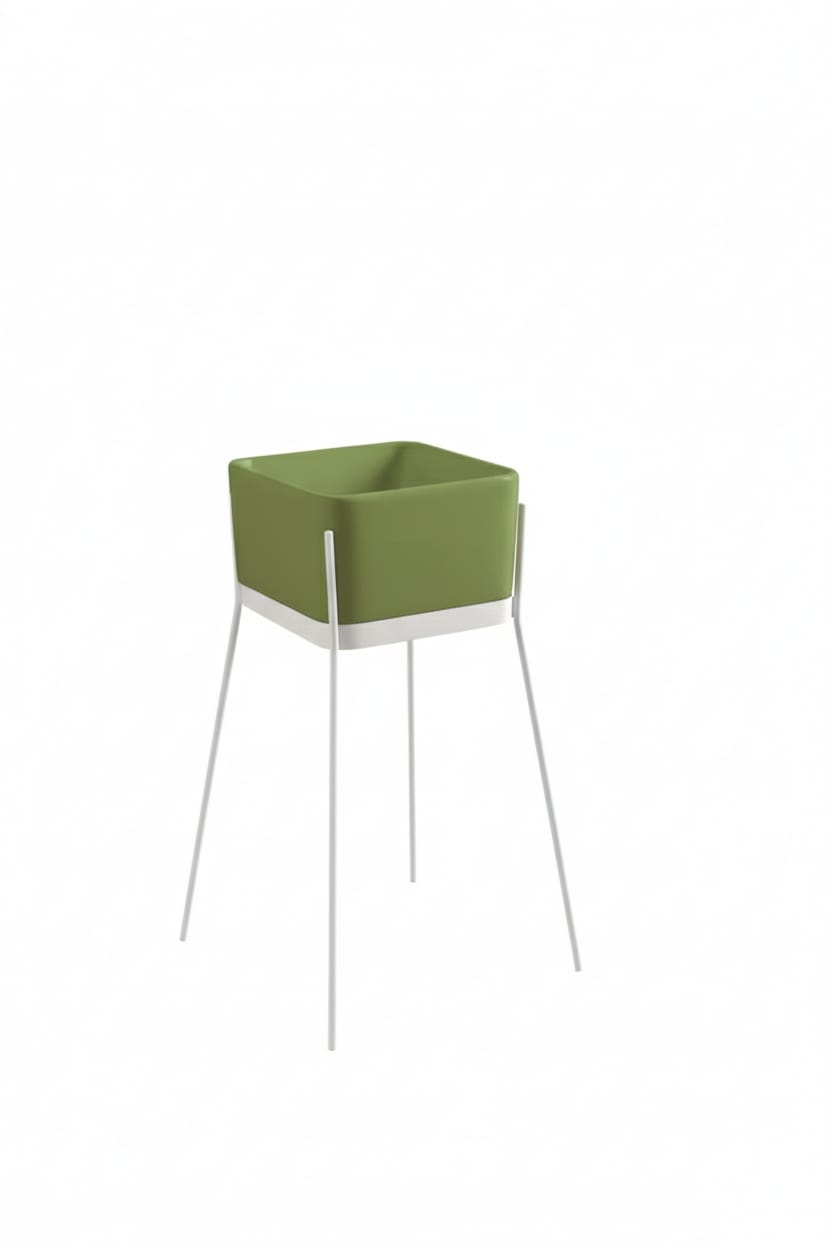 lavabo freestanding Ibrido quadrato verde impulso su struttura bianca