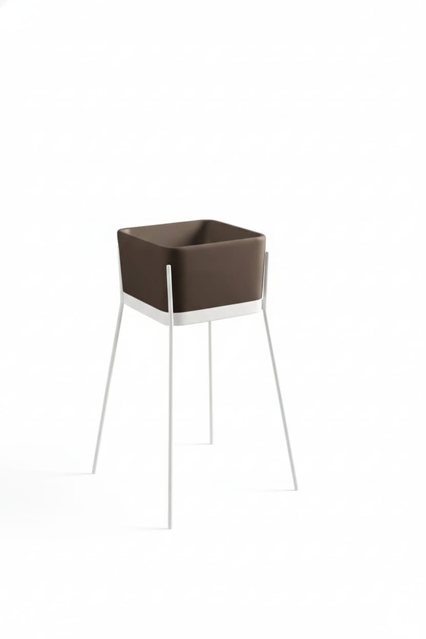 lavabo freestanding Ibrido quadrato basalto  su struttura bianca