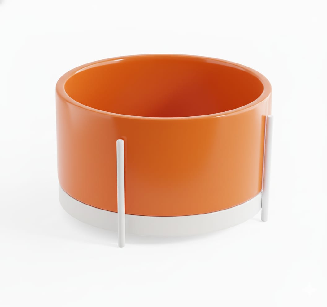 lavabo appoggio Ibrido tondo arancio su struttura bianca