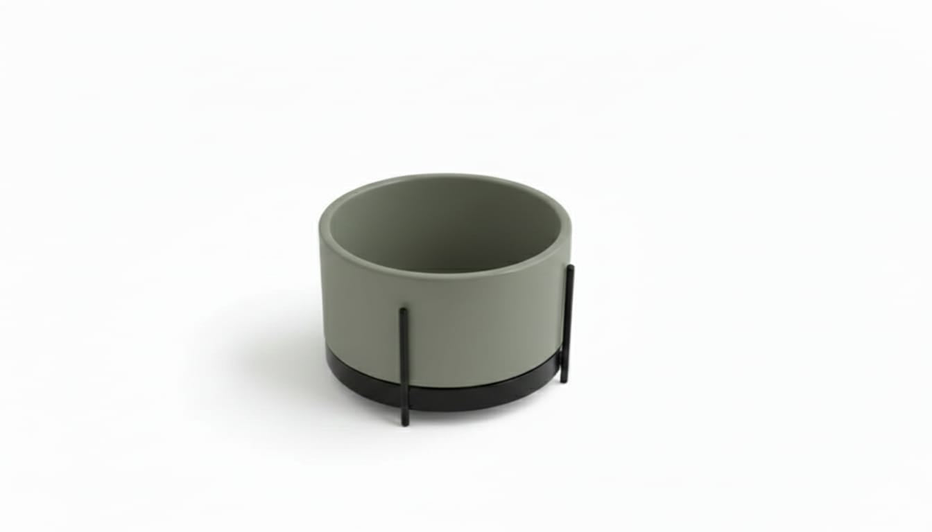 lavabo appoggio Ibrido tondo caolino con struttura nera