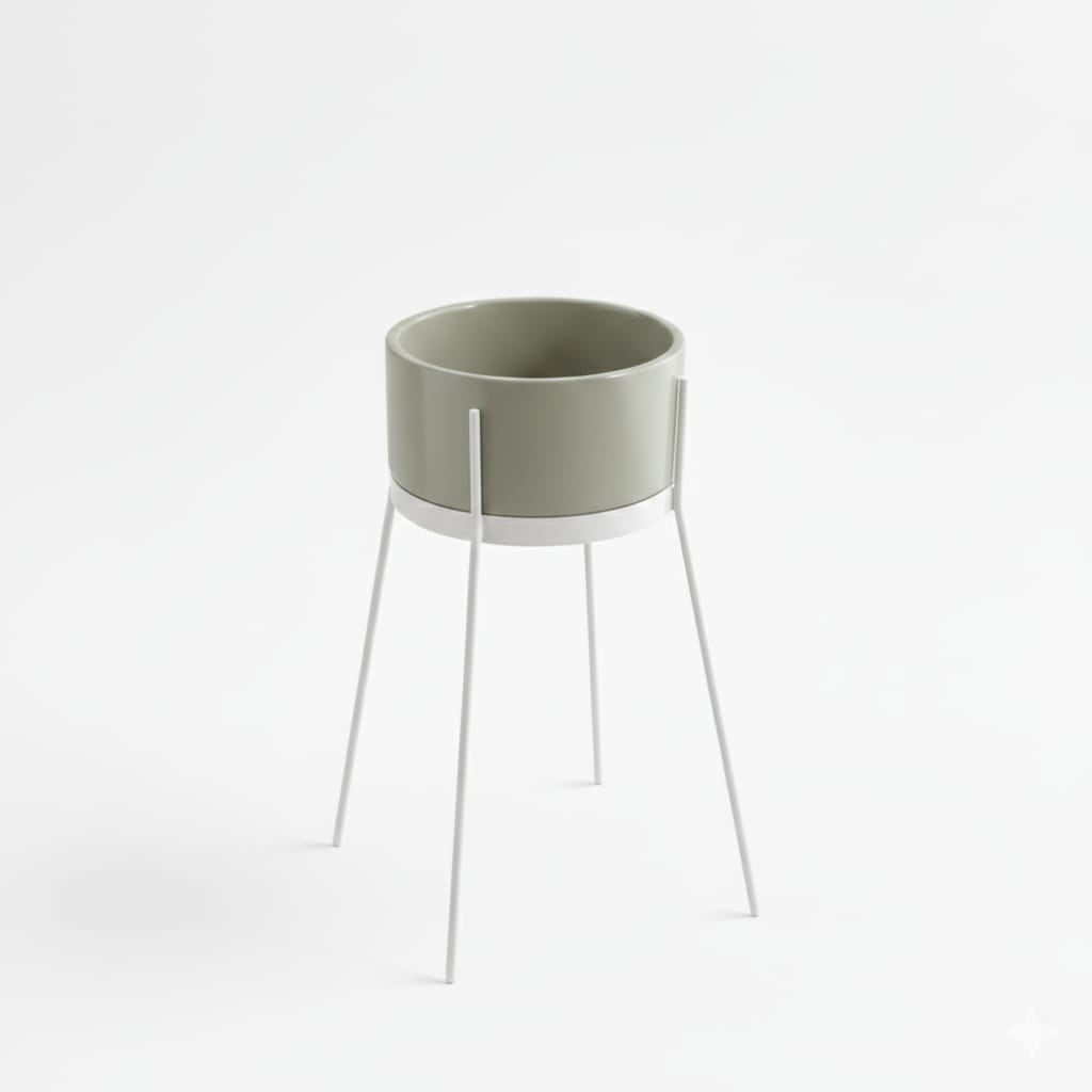 lavabo freestanding Ibrido tondo caolino su struttura bianca