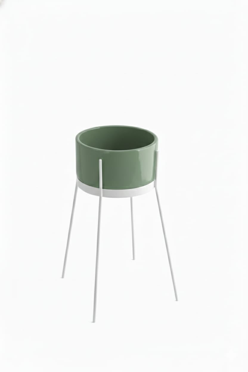 lavabo freestanding Ibrido tondo edera su struttura bianca