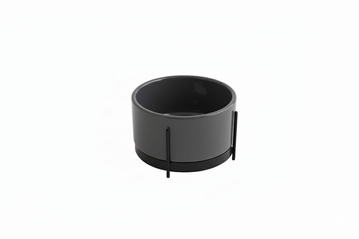 lavabo appoggio Ibrido tondo grigio con struttura nera