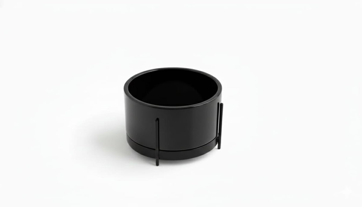 lavabo appoggio Ibrido tondo nero con struttura nera