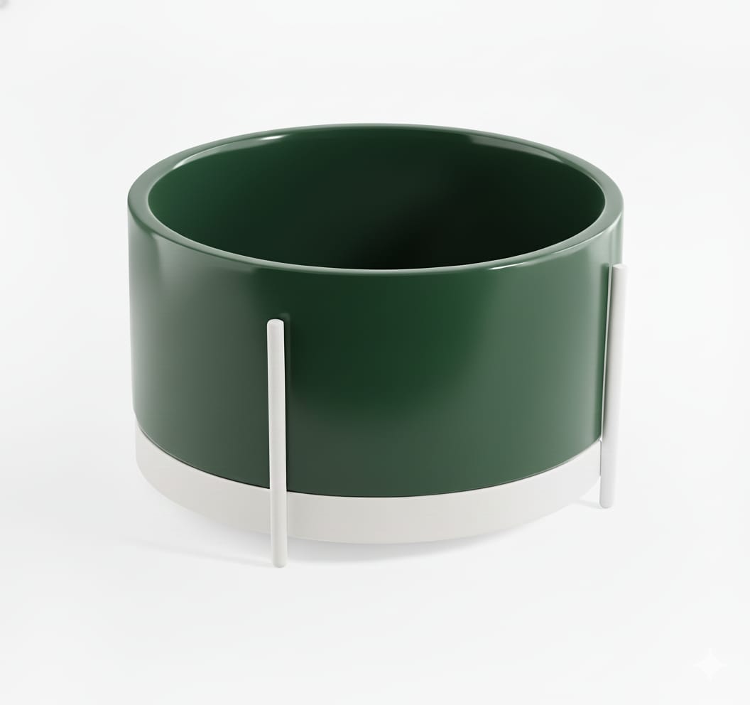 lavabo appoggio Ibrido tondo verde inglese su struttura bianca