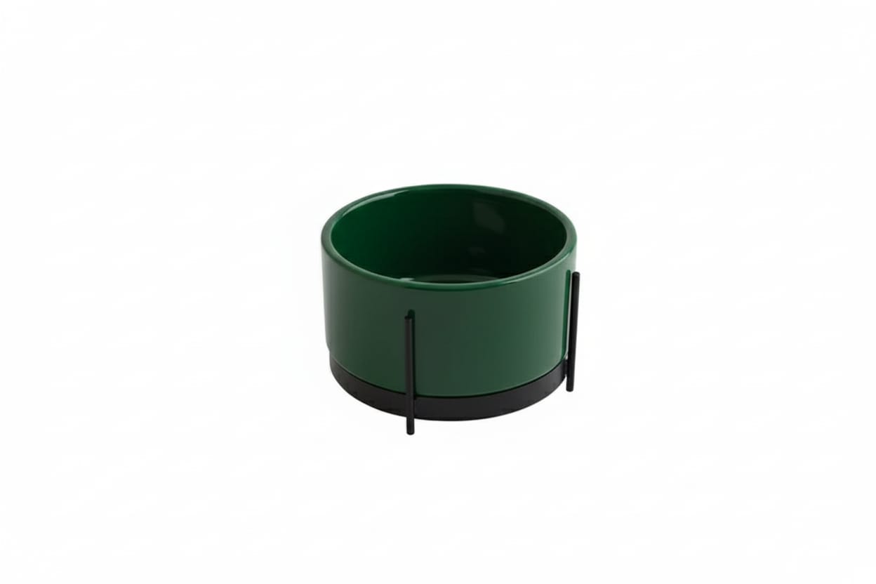 lavabo appoggio Ibrido tondo verde inglese con struttura nera