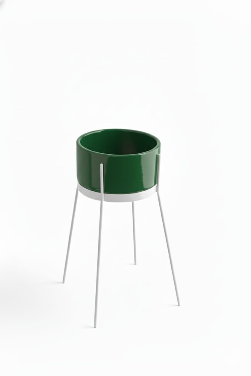 lavabo freestanding Ibrido tondo verde inglese su struttura bianca