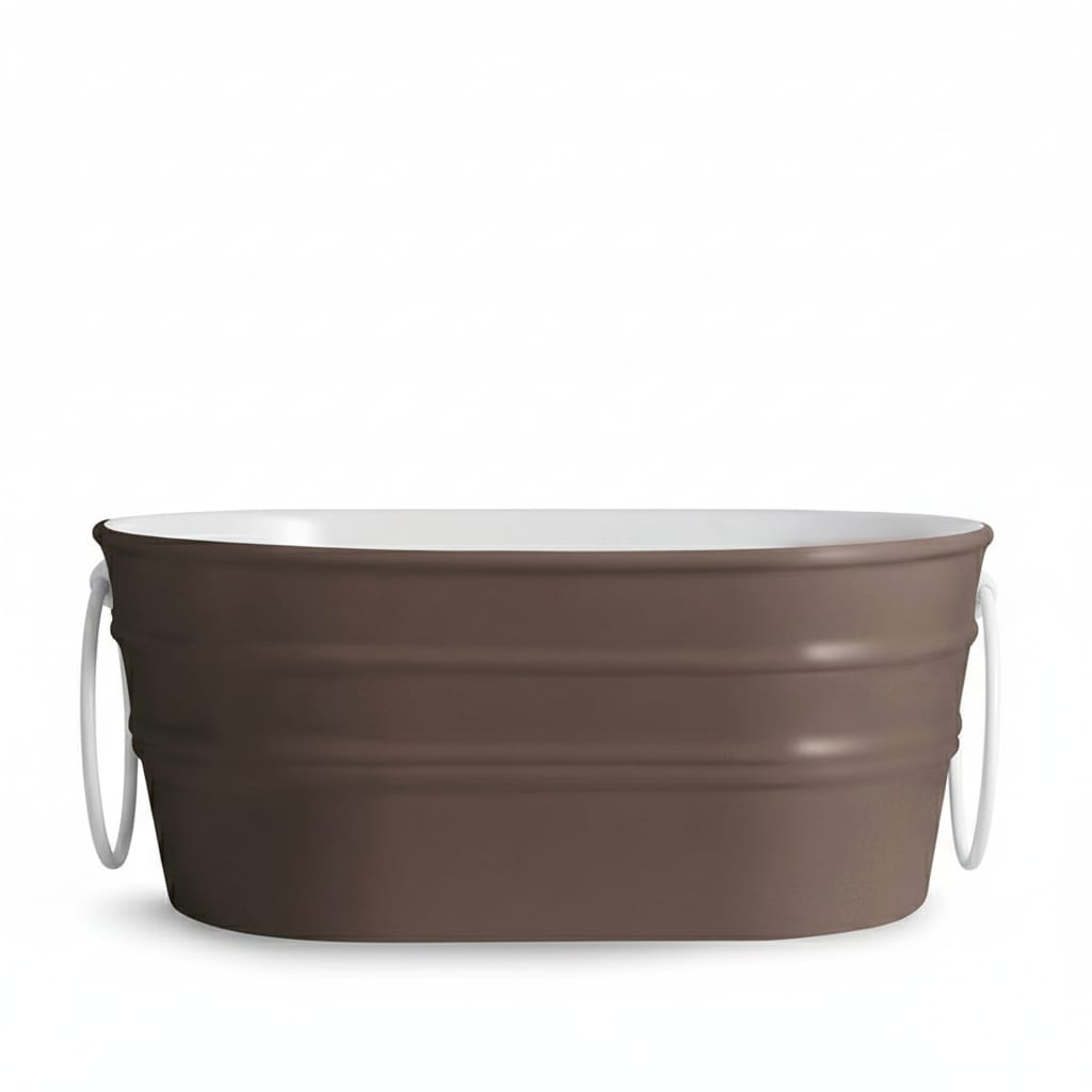 lavabo ovale Tinozza Basalto con anelli bianchi