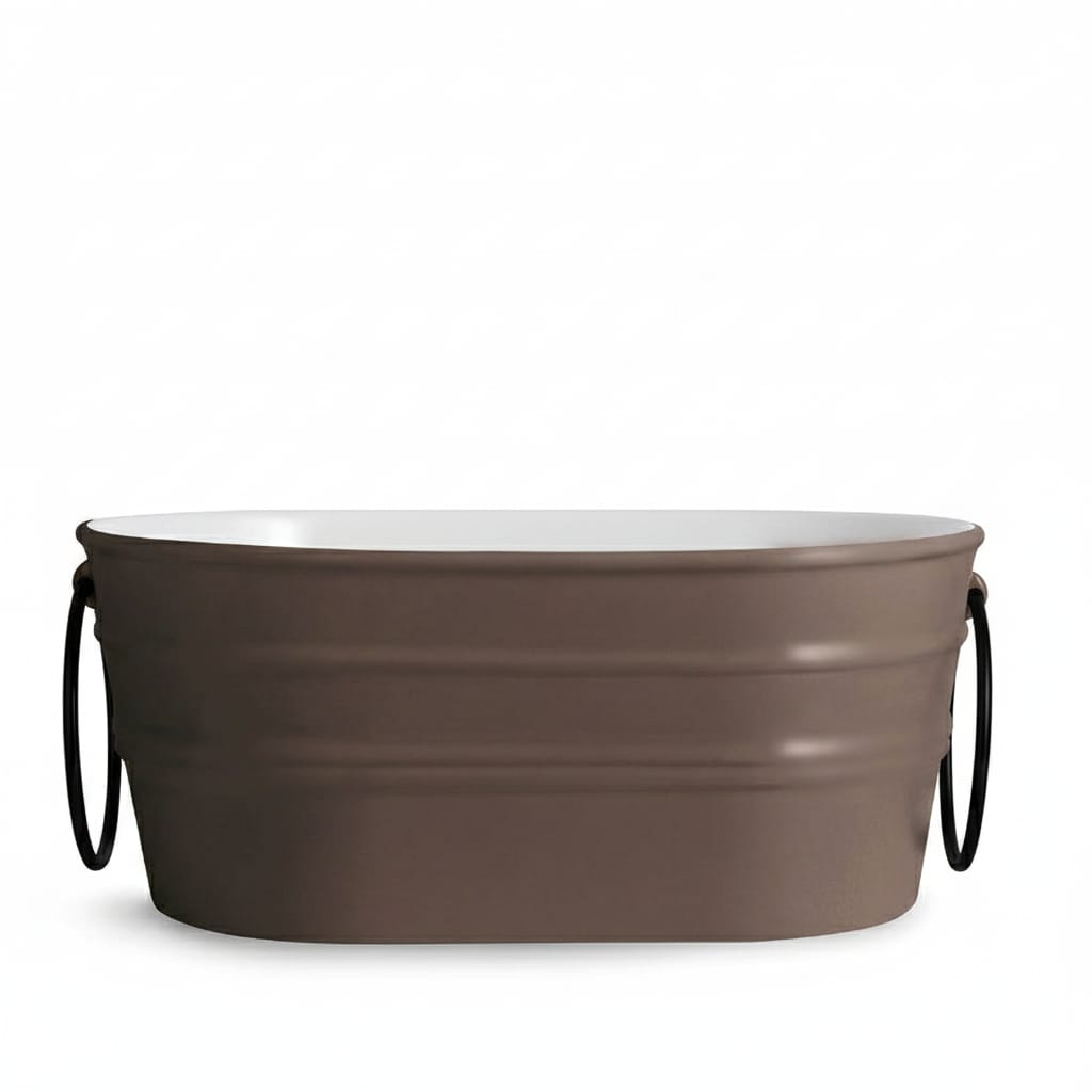 lavabo ovale Tinozza Basalto con anelli neri 