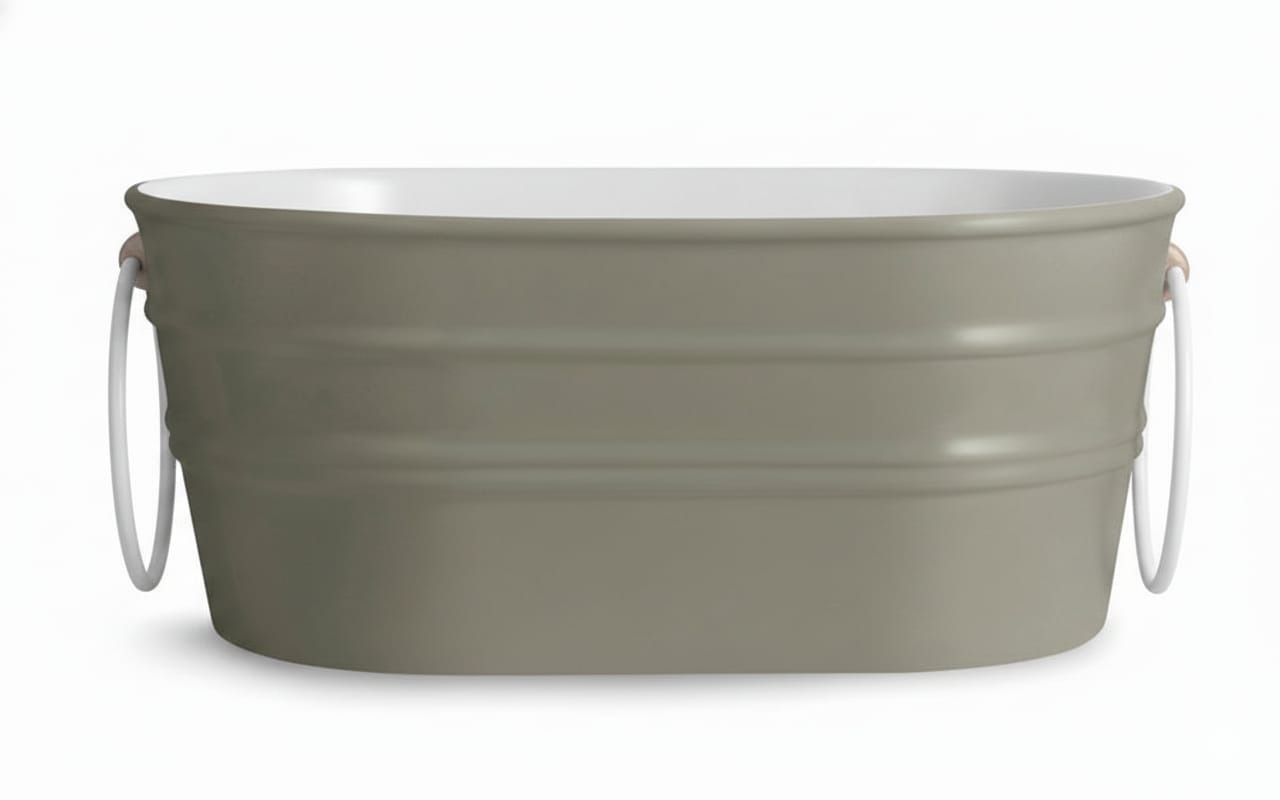 lavabo ovale Tinozza Caolino con anelli bianchi