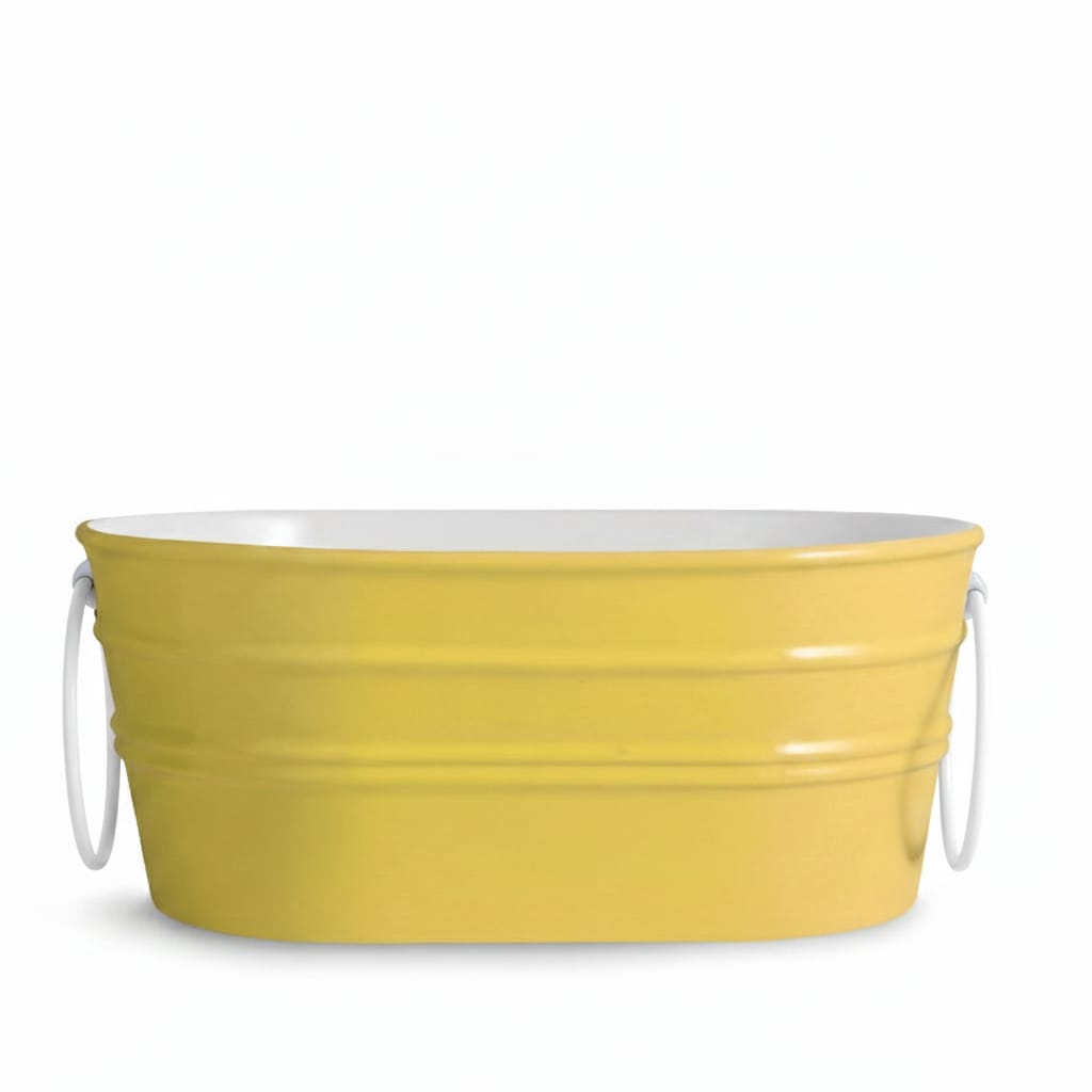 lavabo ovale Tinozza Giallo con anelli bianchi