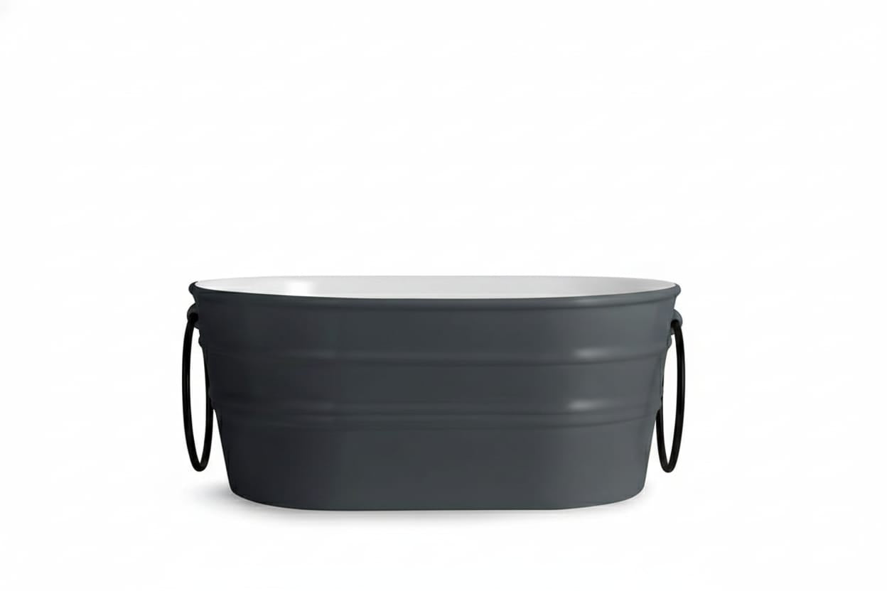 lavabo ovale Tinozza Grigio con anelli neri 