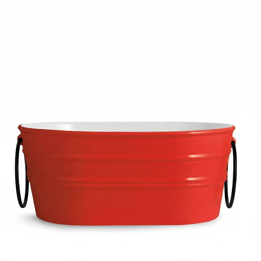 lavabo ovale Tinozza Rosso con anelli neri 