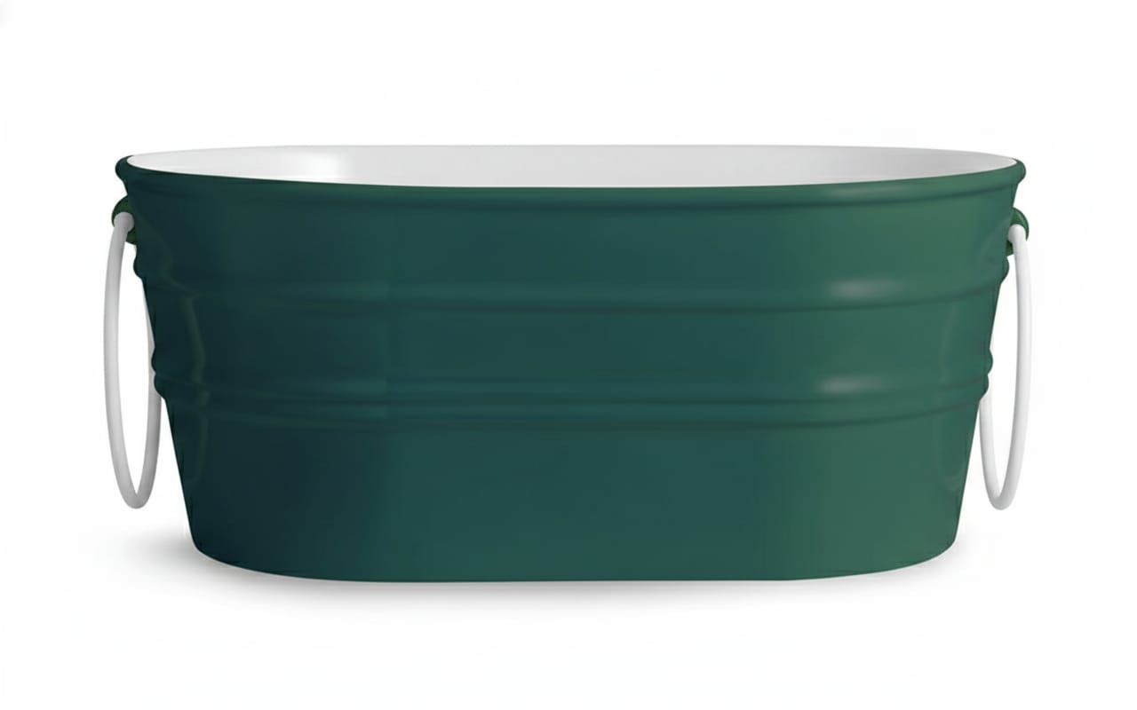 lavabo ovale Tinozza Verde Bosco con anelli bianchi