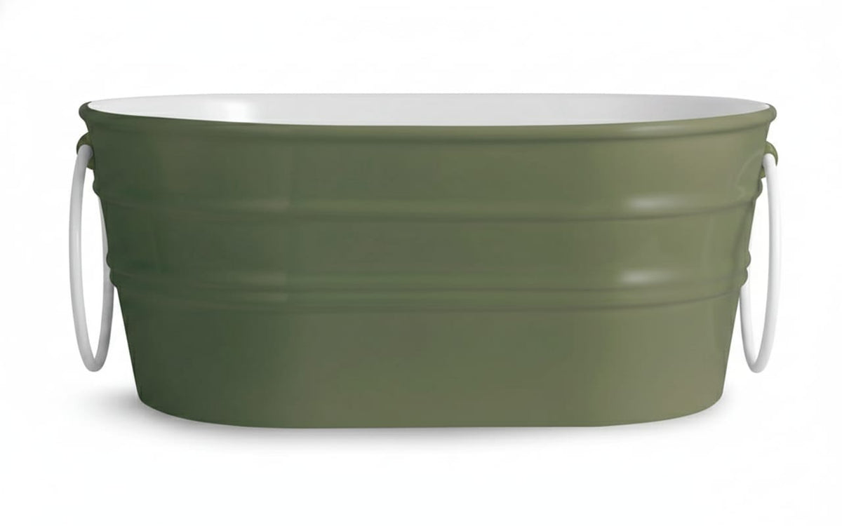 lavabo ovale Tinozza Verde Edera con anelli bianchi