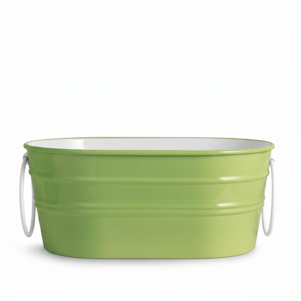 lavabo ovale Tinozza Verde Impulso con anelli bianchi