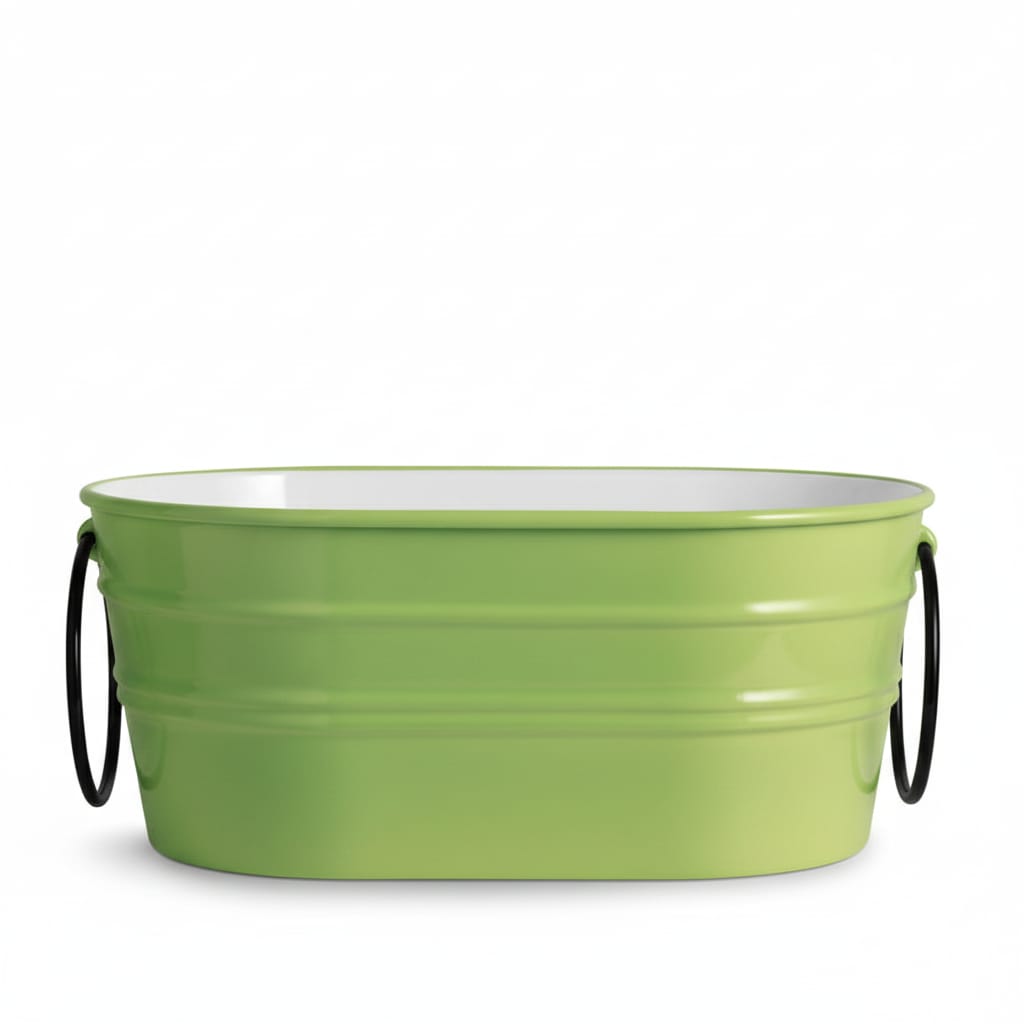 lavabo ovale Tinozza Verde Impulso con anelli neri 