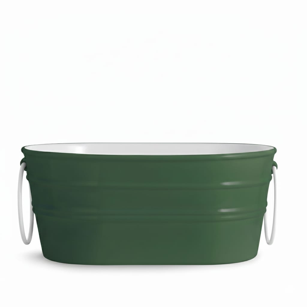 lavabo ovale Tinozza Verde Inglese con anelli bianchi