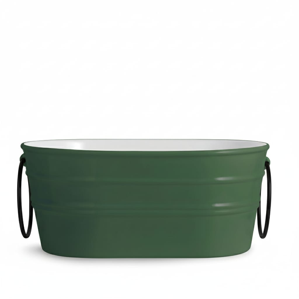 lavabo ovale Tinozza Verde Inglese con anelli neri 