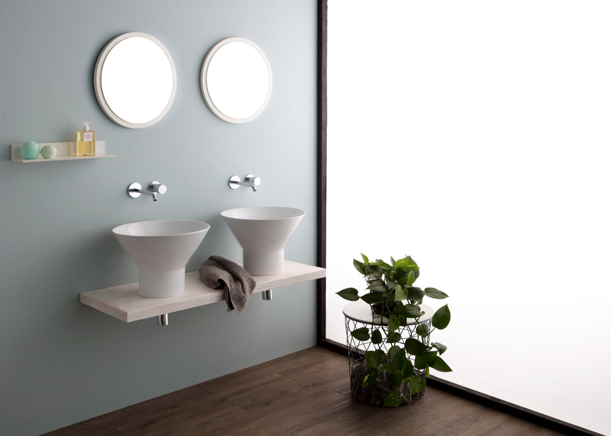 Lavabo Appoggio/Sospeso cm 42 Megafono Bianco Lucido