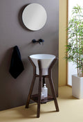 lavabo Megafono bianco su struttura in legno abete invecchiato 