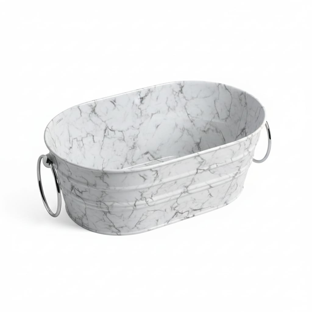 lavabo ovale Tinozza marmo gioia venato con anelli cromo