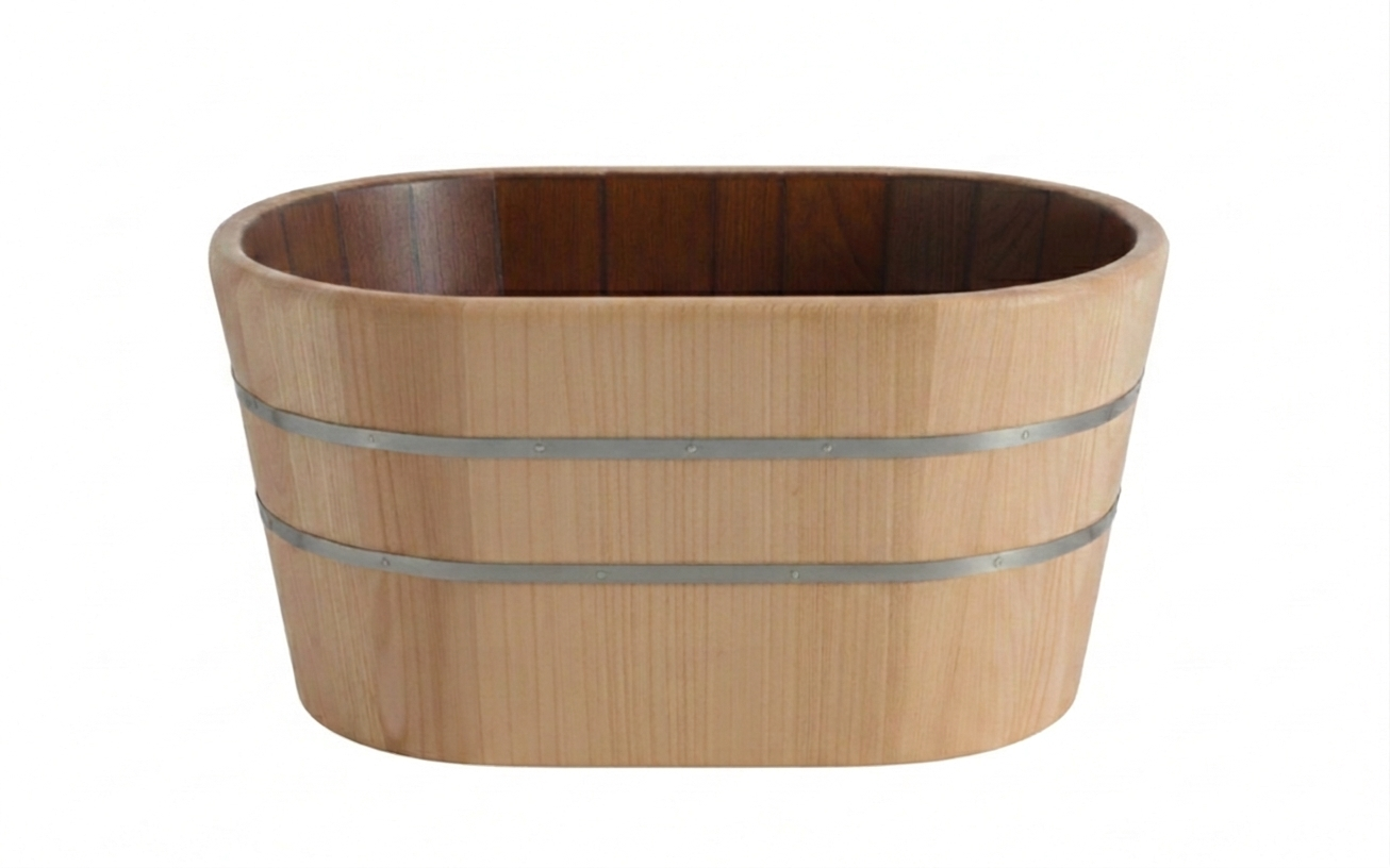 lavabo ovale Tinozza senza anelli in legno frassino