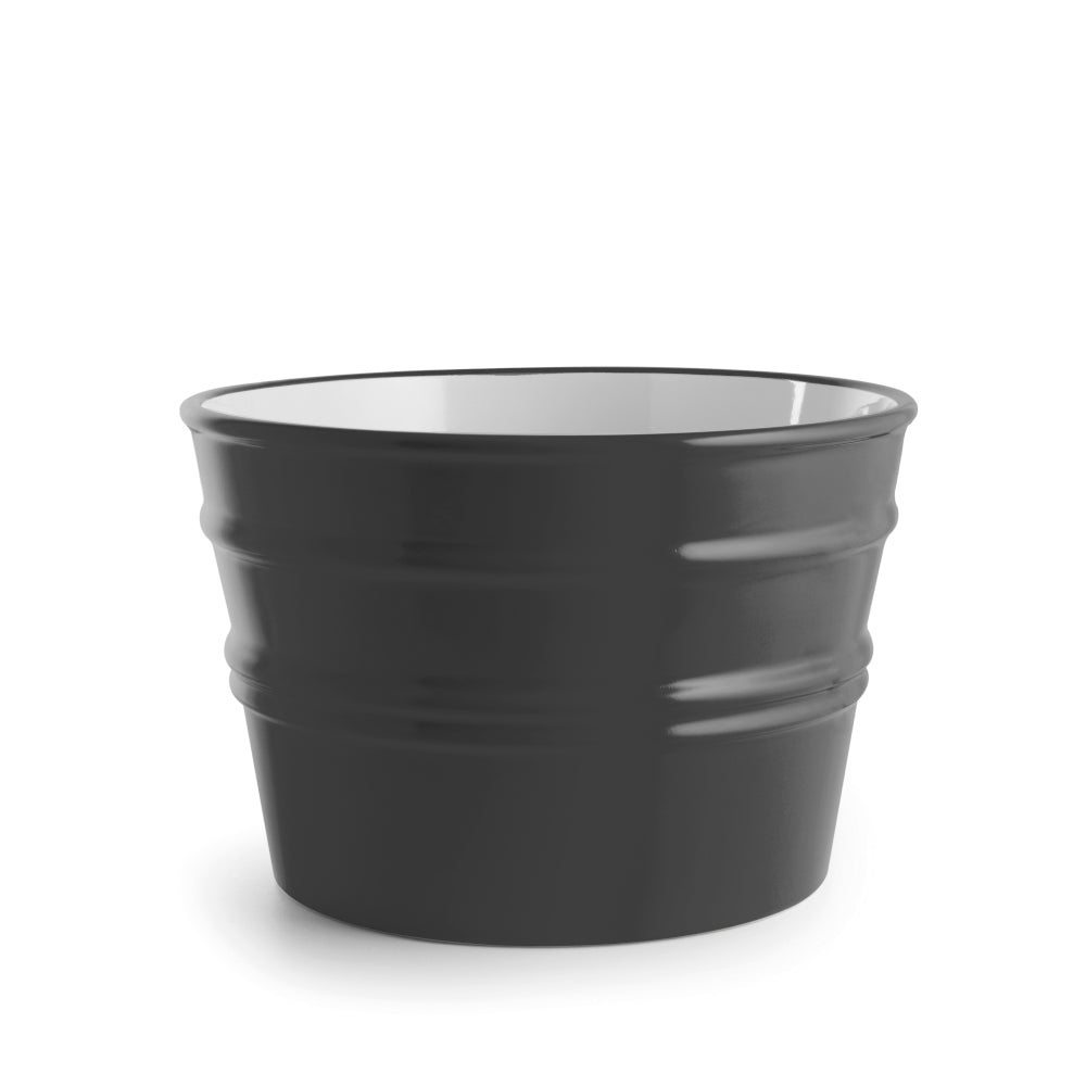 Ciotola in ceramica grigio opaco, artigianale, stile moderno, fondo bianco