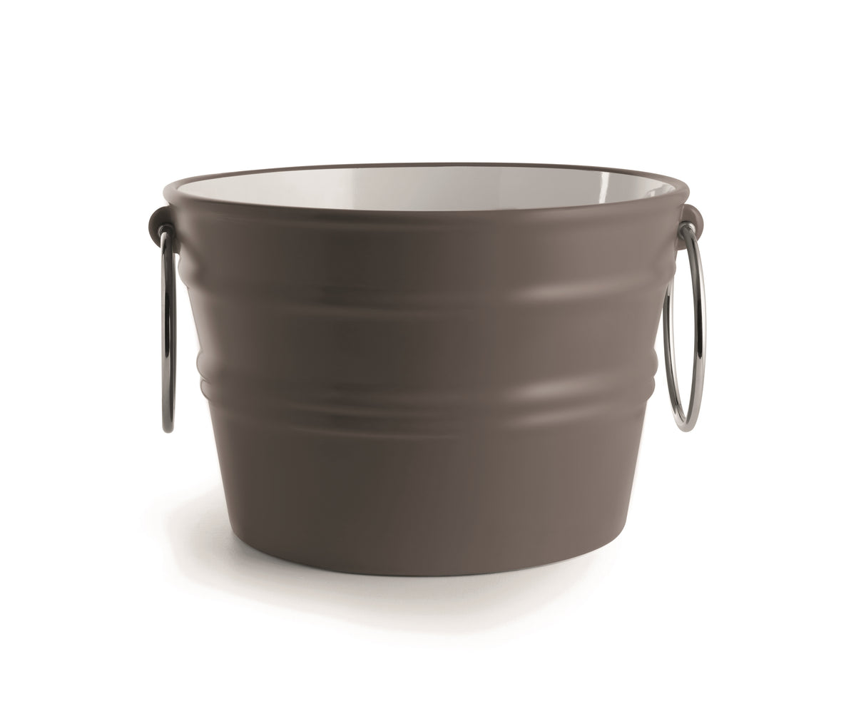 bacile in ceramica basalt grigio con anelli metallici, design moderno