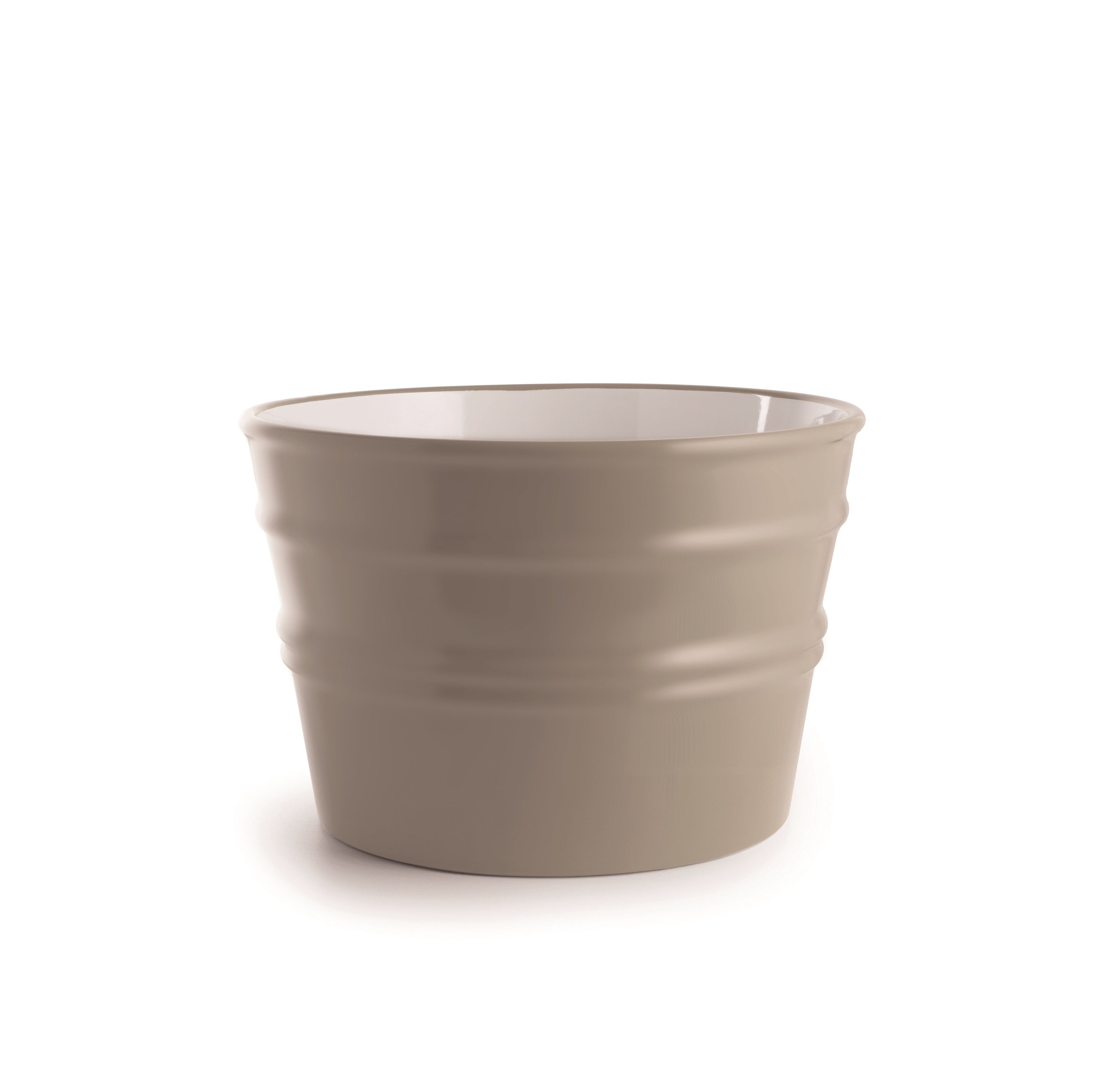 Vaso in ceramica beige artigianale, stile contemporaneo, superficie liscia