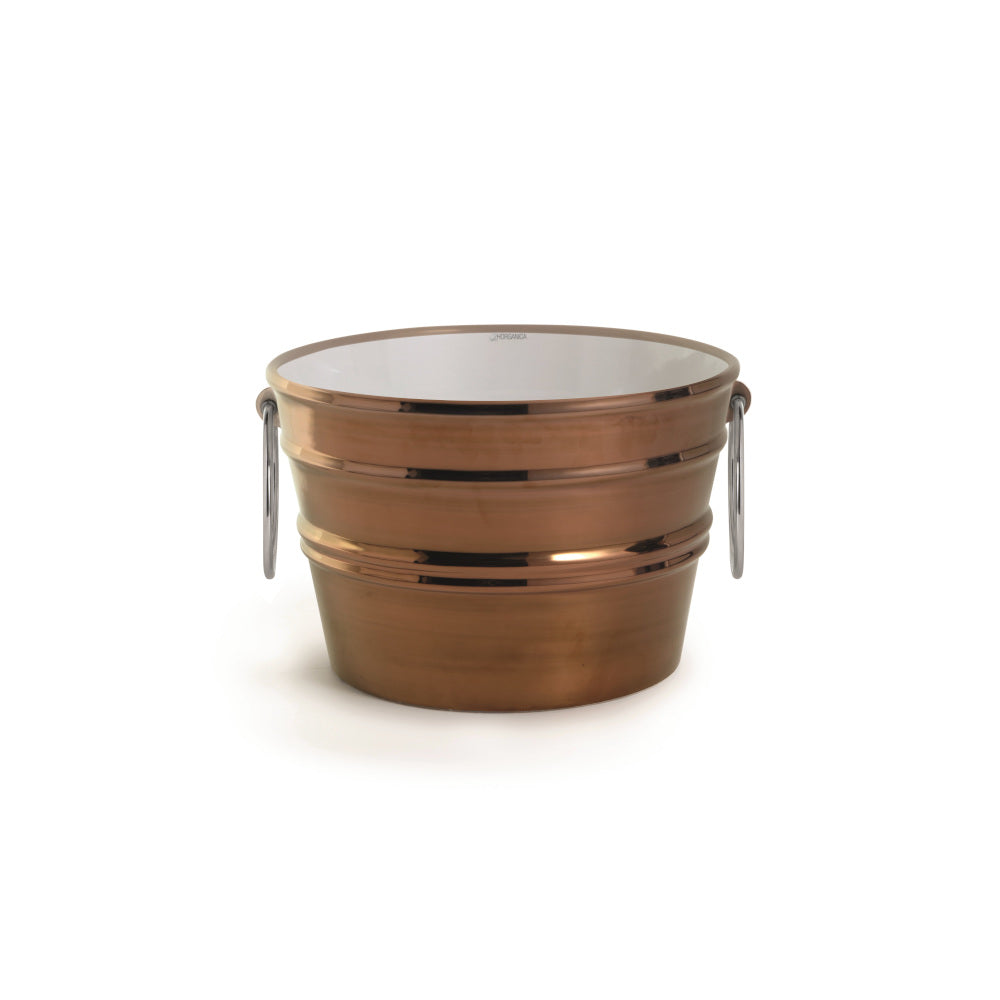 Bacinella rame con manici ad anello, stile contemporaneo, ceramica artigianale