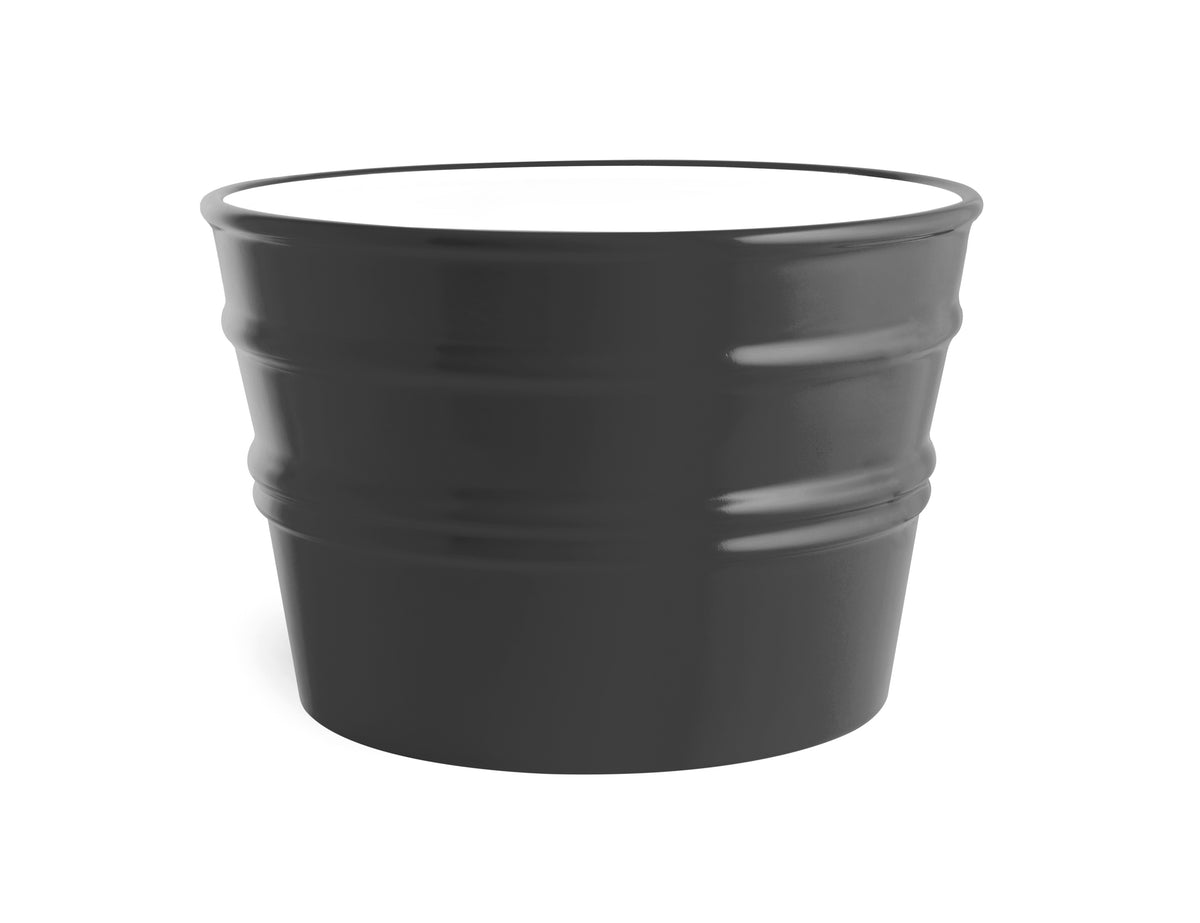 Vaso in ceramica grigio scuro dallo stile moderno, superficie lucida, senza decorazioni