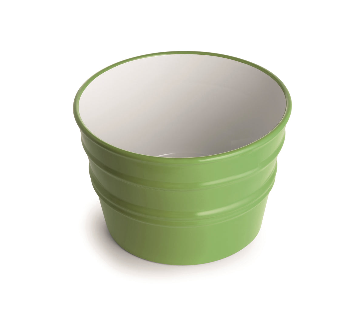 Bacile in ceramica verde midi, design moderno, superficie liscia, interno bianco.