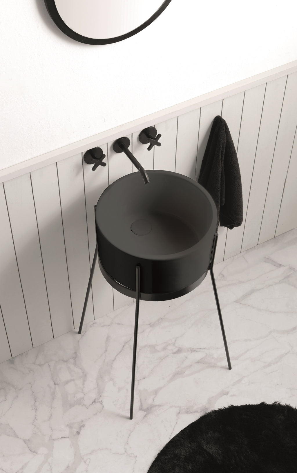 Lavabo Con Struttura Appoggio/Freestanding Ibrido Tondo