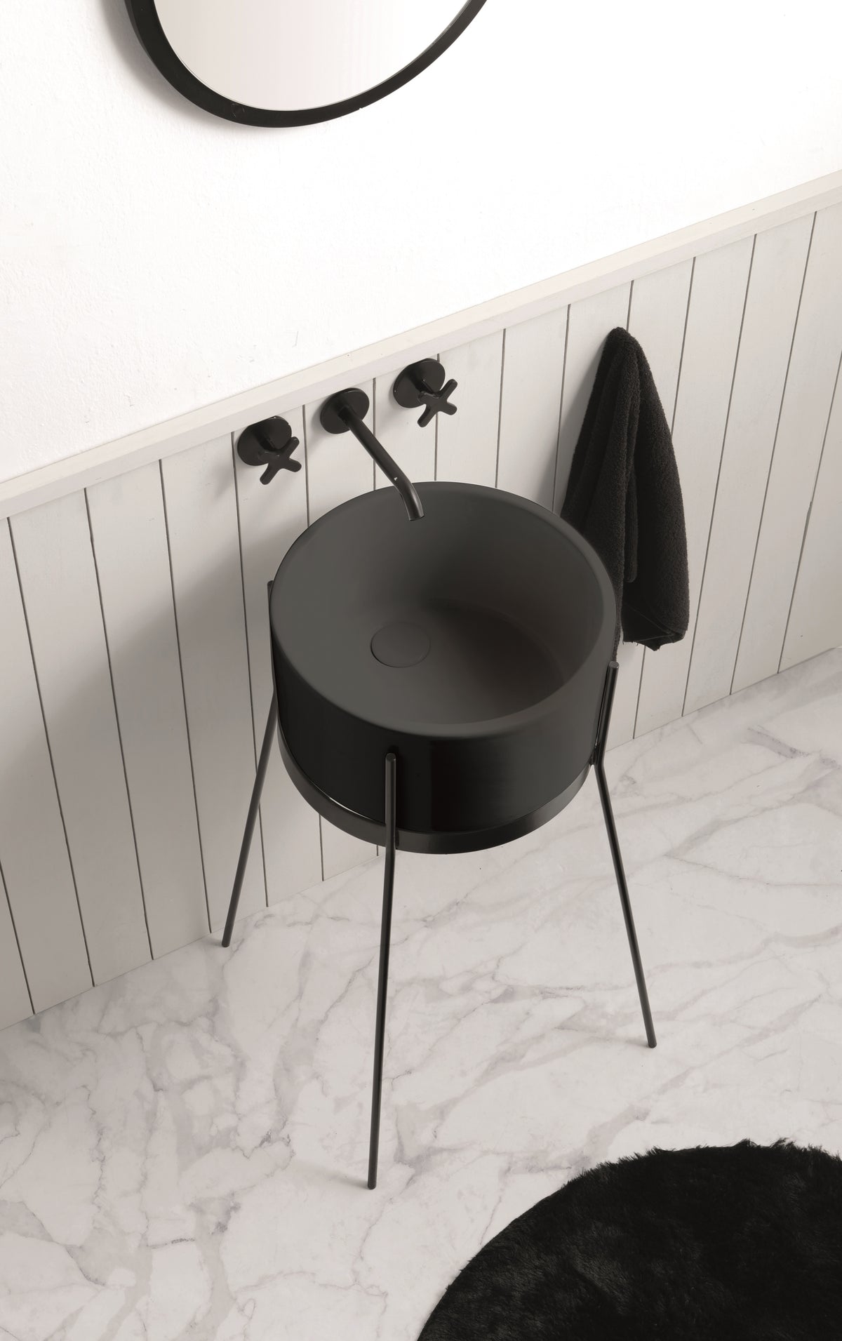 Lavabo Con Struttura Appoggio/Freestanding Ibrido Tondo