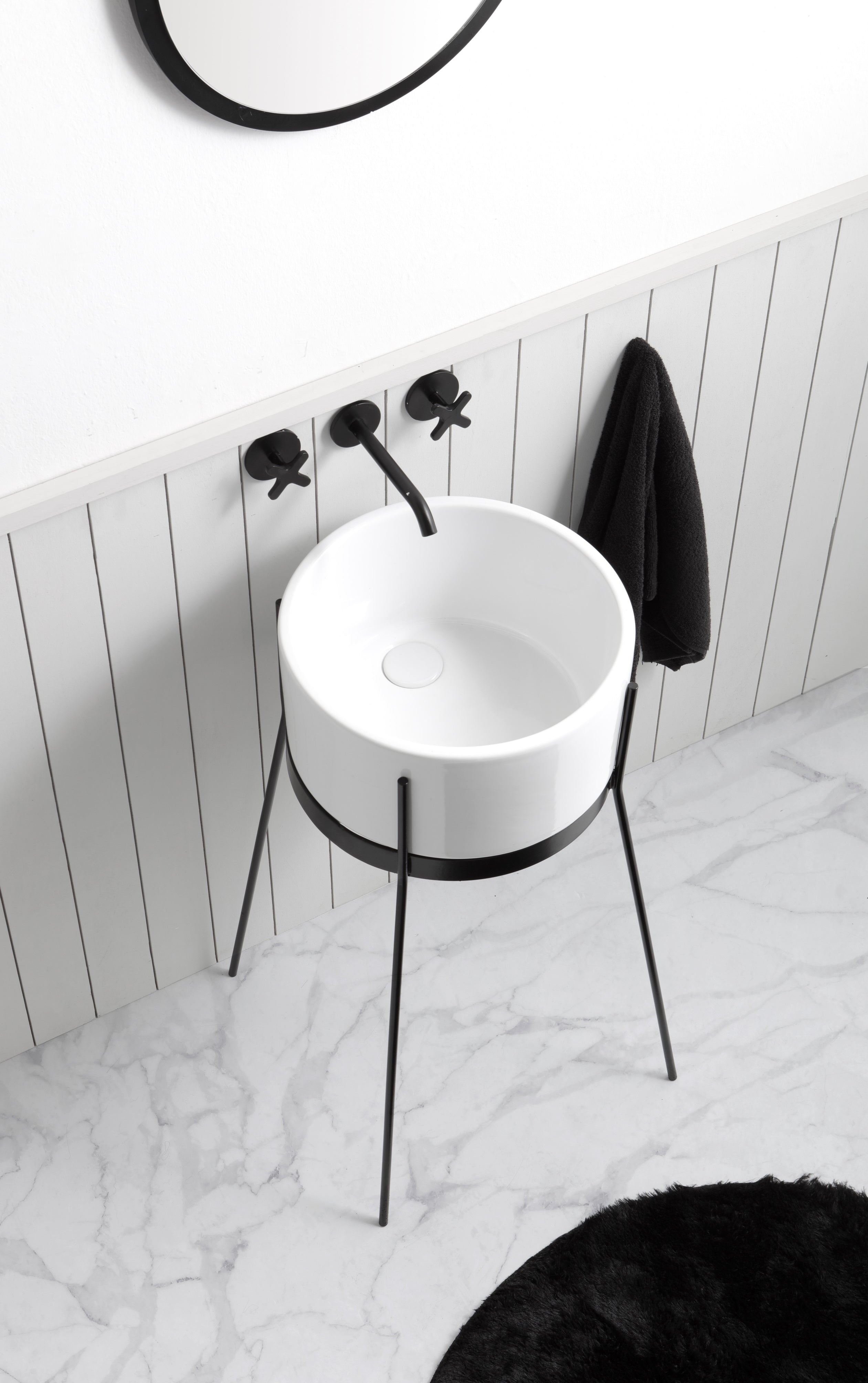 Lavabo Con Struttura Appoggio/Freestanding Ibrido Tondo