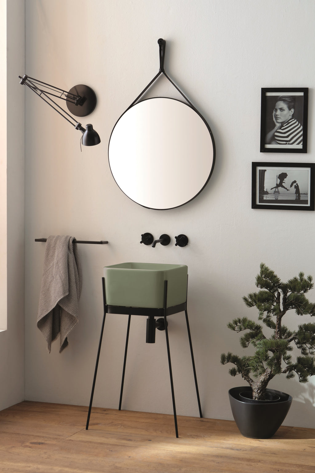 Lavabo Con Struttura Appoggio/Freestanding Ibrido Quadrato
