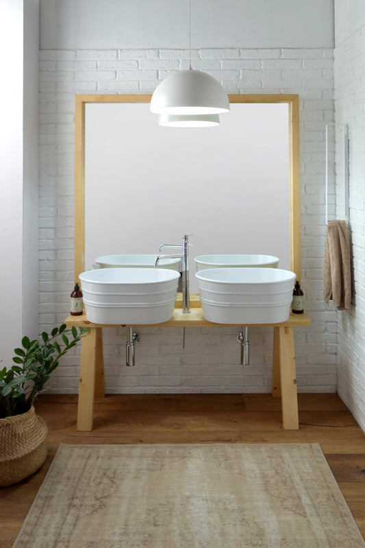 WOODEN FLOOR FURNITURE WITH MIRROR CANVAS TUB