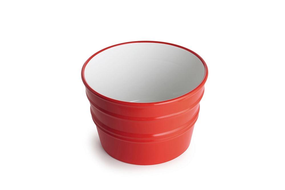 Catino in ceramica moderno rosso, superficie liscia e design minimalista, bagno