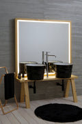 WOODEN FLOOR UNIT WITH BACILE CANVAS MIRROR